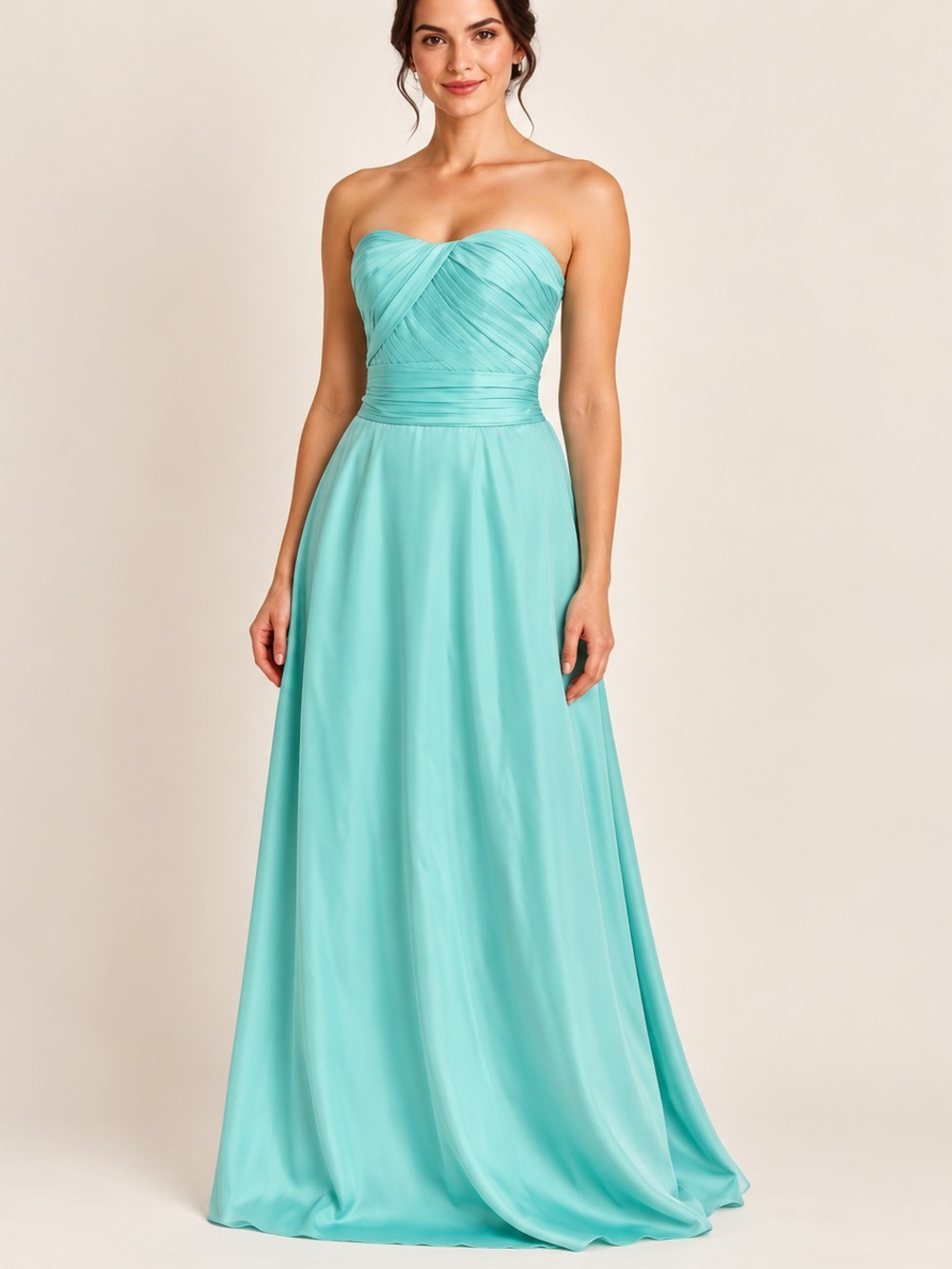 Nicole by Nicole Miller Strapless Ruched Sweetheart Gown in Aqua